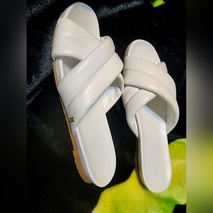 Veronica beard Elise White Leather Sandals